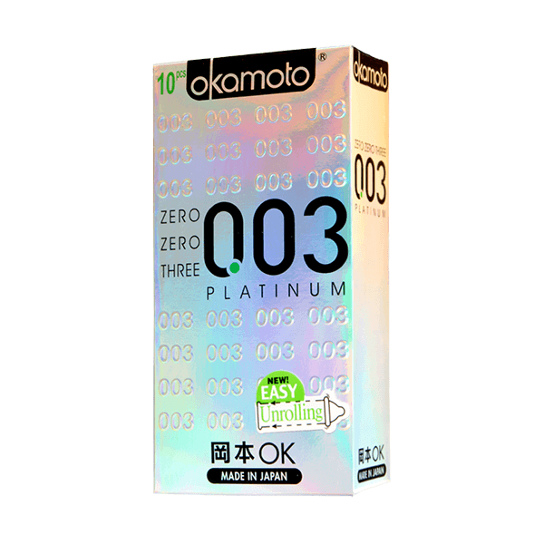 Bao cao su Okamoto Platinum 0.03 siêu mỏng (10 chiếc)